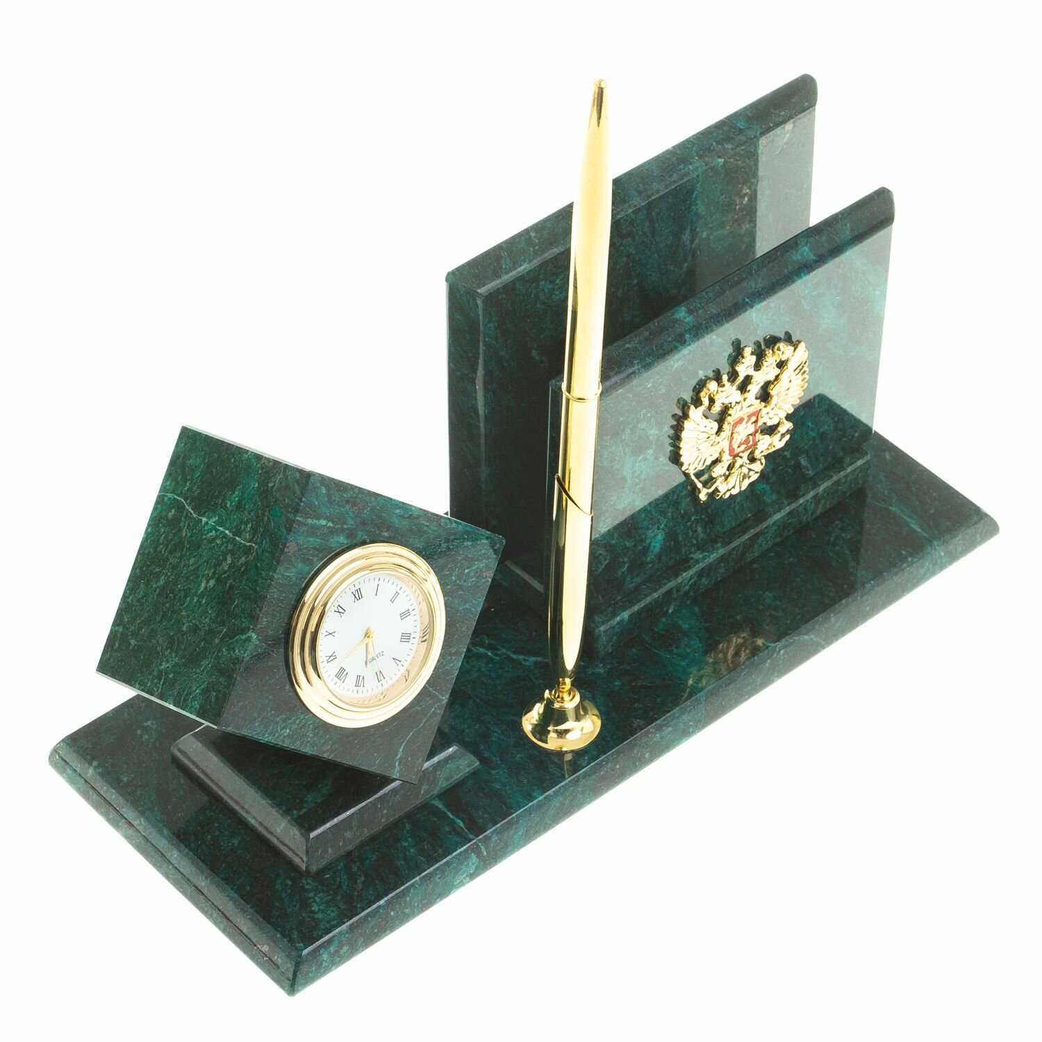 Письменный набор "Герб РФ" камень змеевик 113484 — фото 1