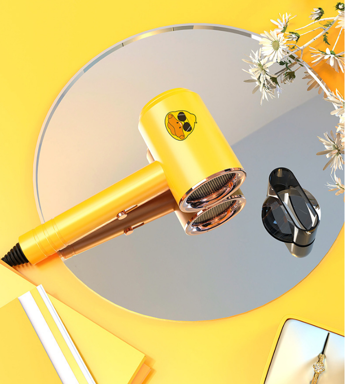 Высокопроизводительный фен MyPads для быстрой и качественной сушки волос в подарок для ребенка желтый с уточкой - фотография № 5