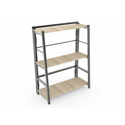 Стеллаж металлический сборный Титан Мета СЛС-2/800, 605х290х790+10мм, каркас-черный, полки - шимо светлый