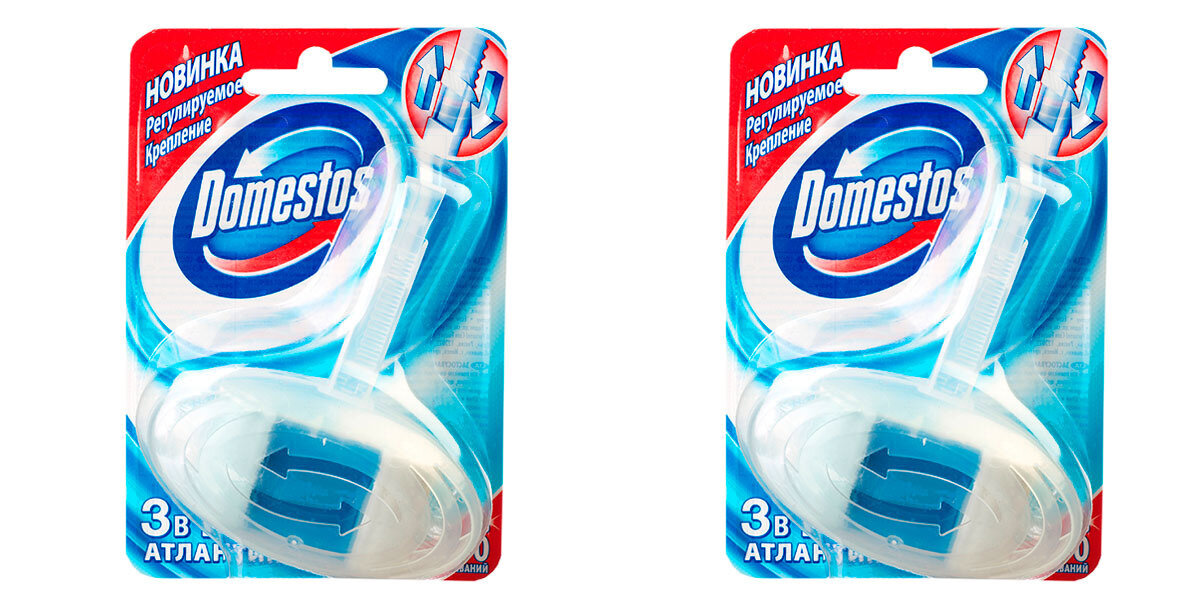 Domestos Блок для унитаза гигиенический 3в1 Атлантик, 40 г, 2 шт