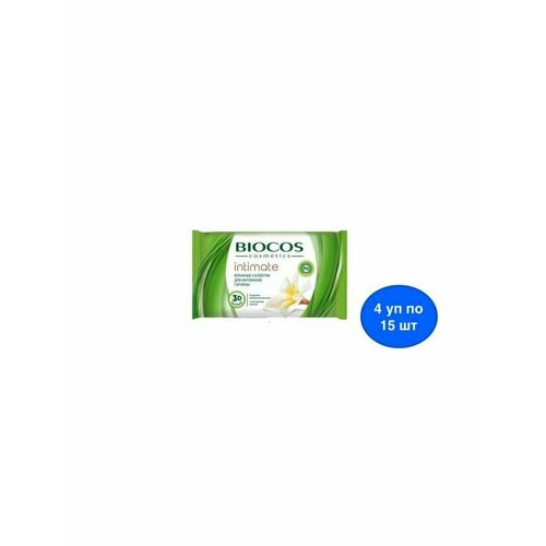 BioCos Салфетки влажные для интимной гигиены 4х15шт
