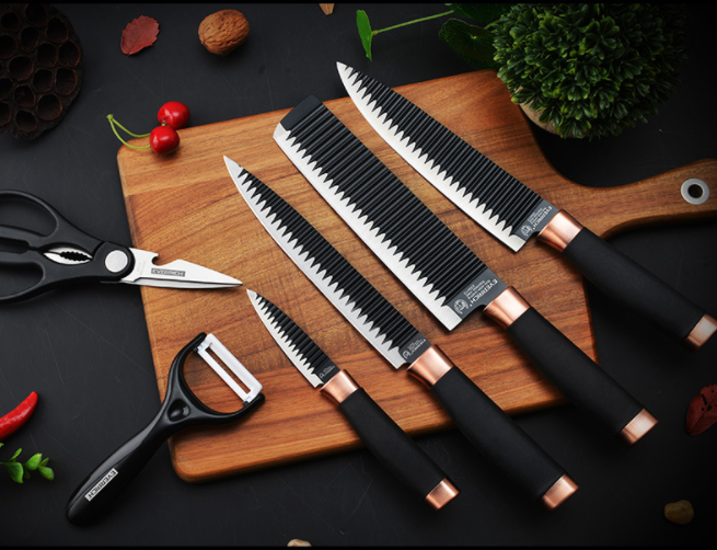 Подарочный набор профессиональных кухонных ножей 6 в 1 в дизайнерской коробке с магнитной застежкой MyPads A157-026 из нержавеющей стали