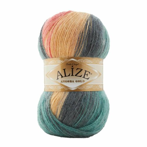 Пряжа ALIZE ANGORA GOLD BATIK, принт 7399, 20% шерсть, 80% акрил, 5 мотков, 100 г, 550 м.
