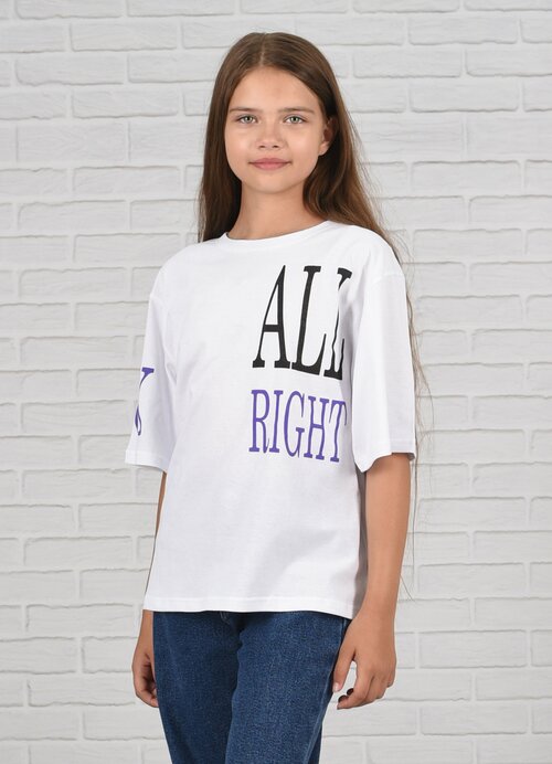 Футболка LIDЭКО футболка для девочки оверсайз, размер 84/164, розовый, белый