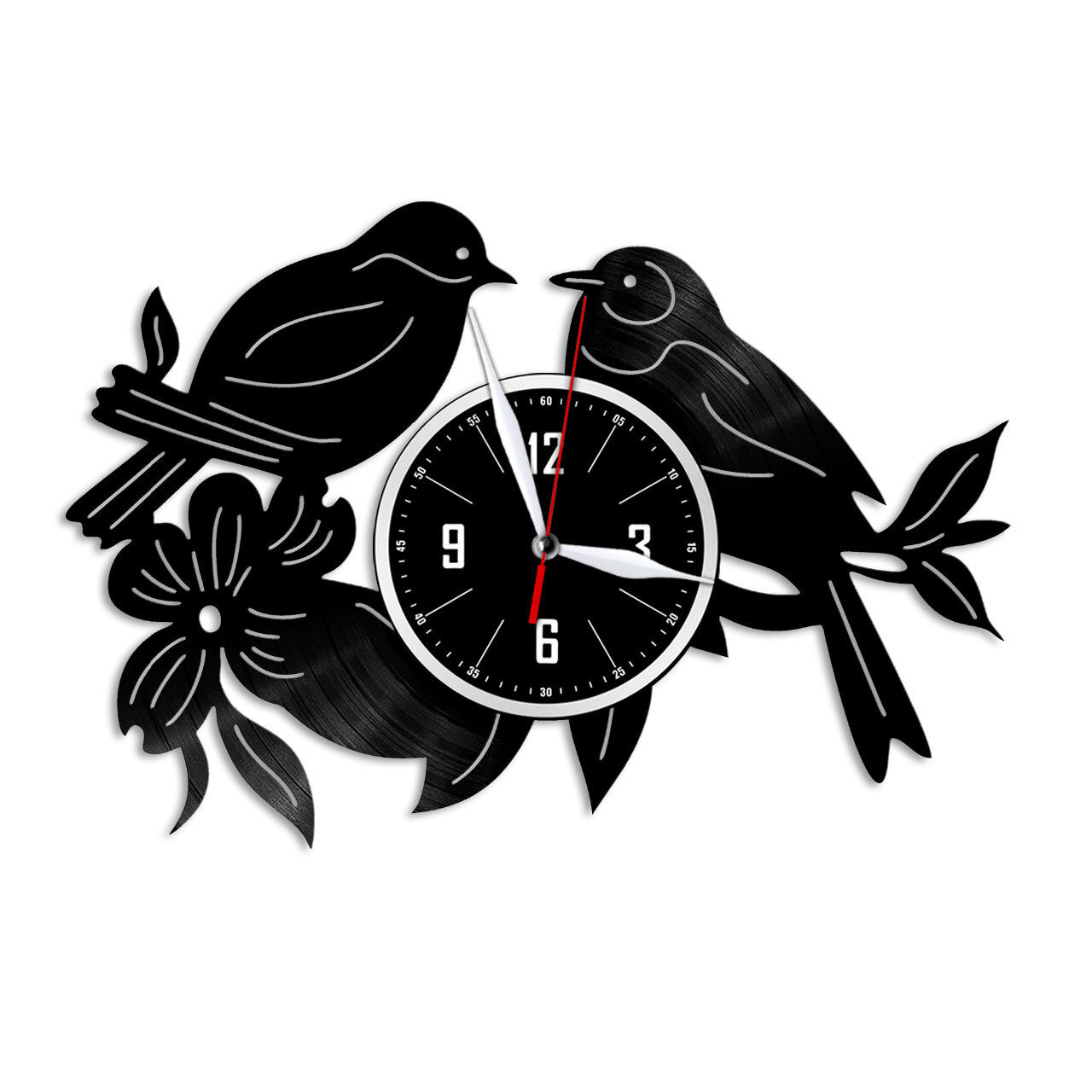 Птички - настенные часы из виниловой пластинки