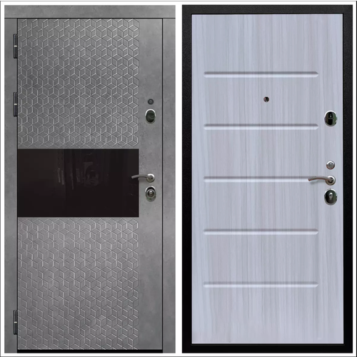 Дверь входная Армада Престиж Черная Штукатурка графит / ФЛ-102 Сандал белый МДФ панель 10 мм с фрезеровкой