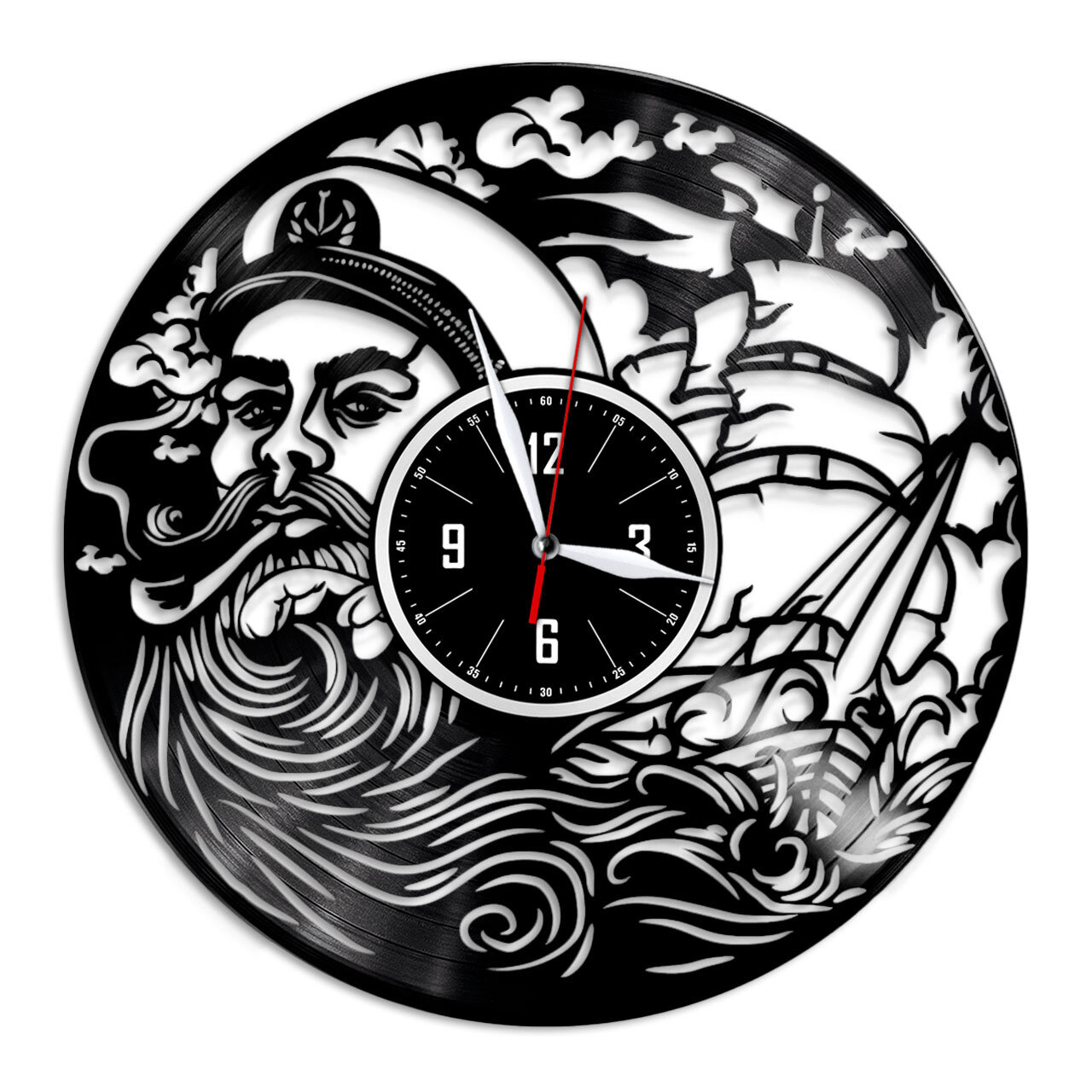 Капитан корабля - настенные часы из виниловой пластинки