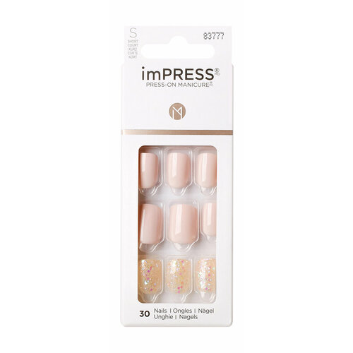 KISS Твердый лак для ногтей Impress Manicure Accent, короткая длина, 30 шт, Первое свидание