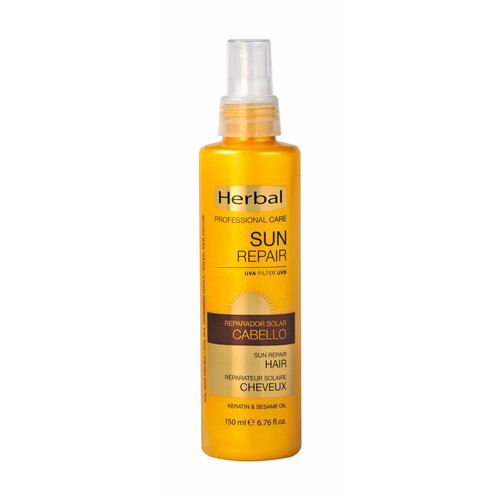 HERBAL Спрей-бальзам для волос после солнца с кератином и маслом кунжута увлажняющий и питательный, 150 мл