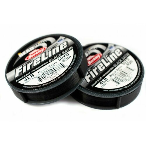 Нить FireLine 4LB, цвет black satin, толщина 0,005 (0,12мм), длина 50YD, 1024-004, 1 катушка