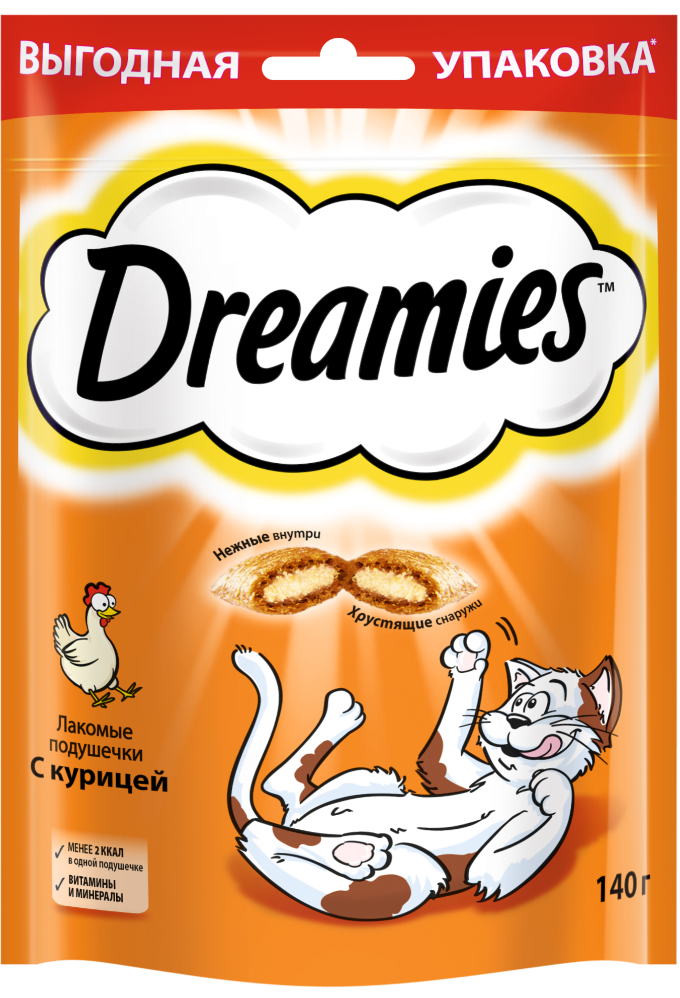 Лакомство для кошек Dreamies, подушечки с курицей, 140 г x 12 шт - фотография № 3