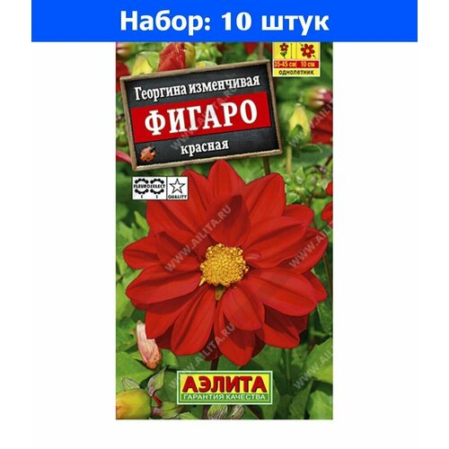 Георгина Фигаро Красная изменчивая 7шт Одн 45см (Аэлита) - 10 пачек семян георгина отелло изменчивая 7шт одн смесь 40см аэлита 10 ед товара