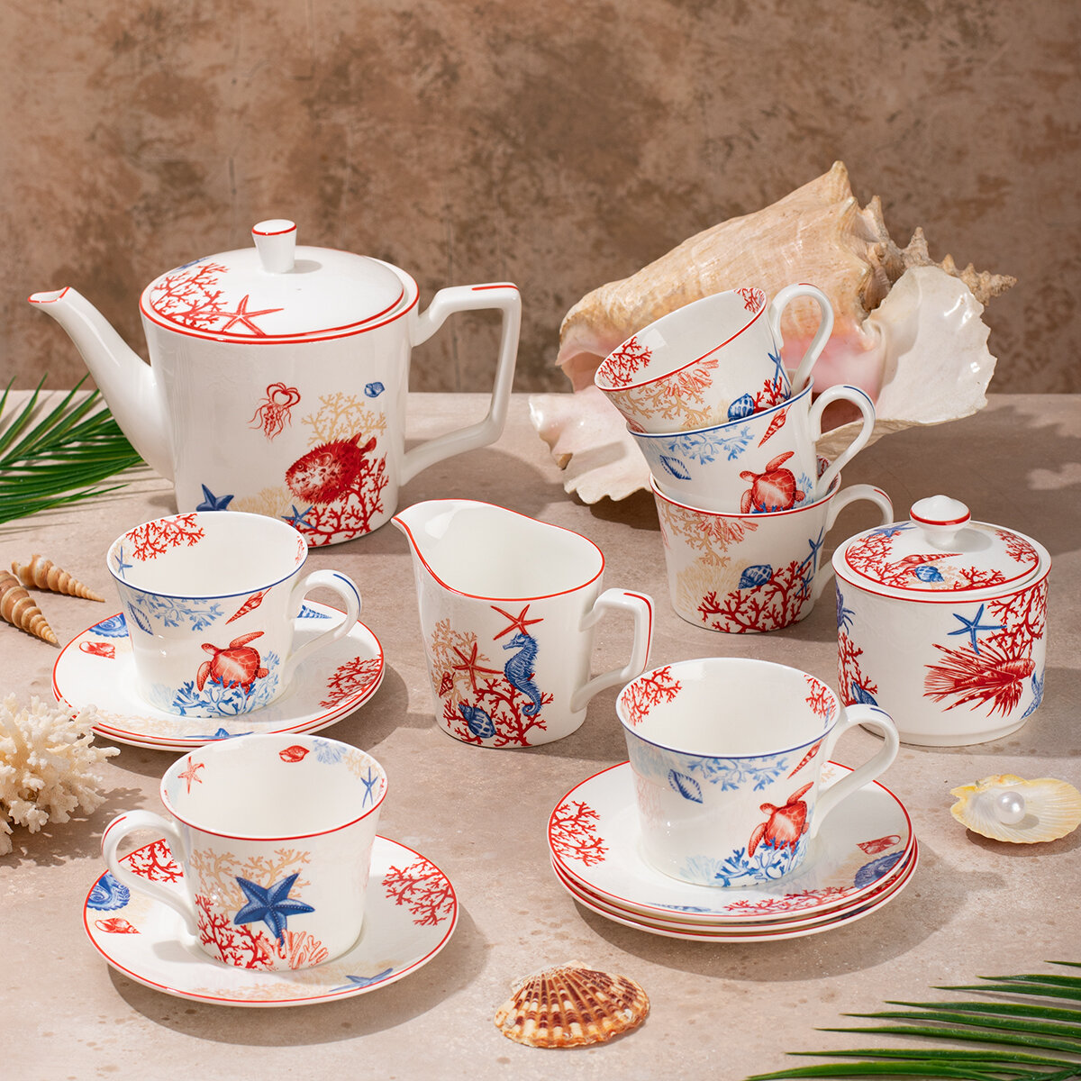 фото Чайный сервиз "Кораллы" на 6 персон, 17 предметов