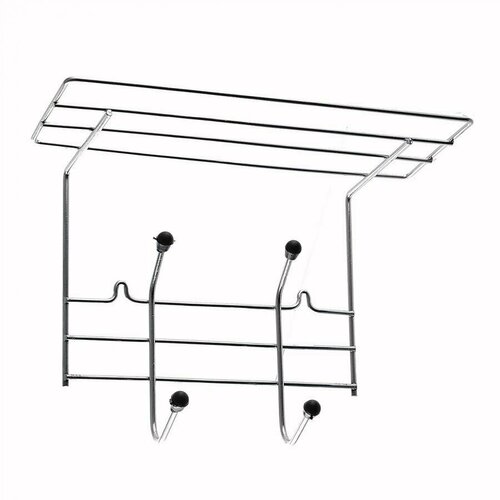 Вешалка для одежды 2 крючка с полкой Алтайский металлист (34*19,5*23,5см) хром АЛТ 17С