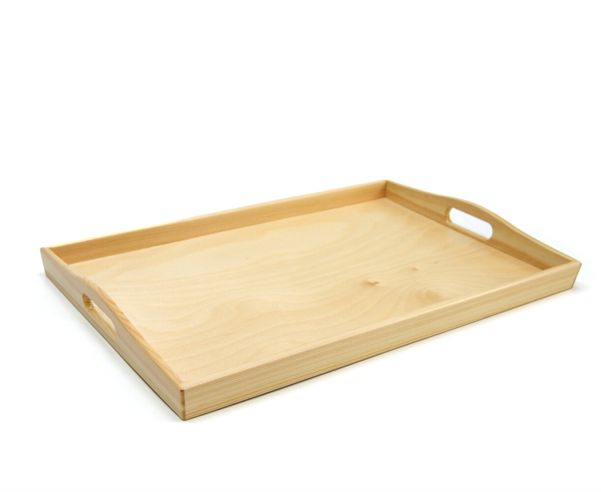 Поднос деревянный большой с ручками 52x33x5 см