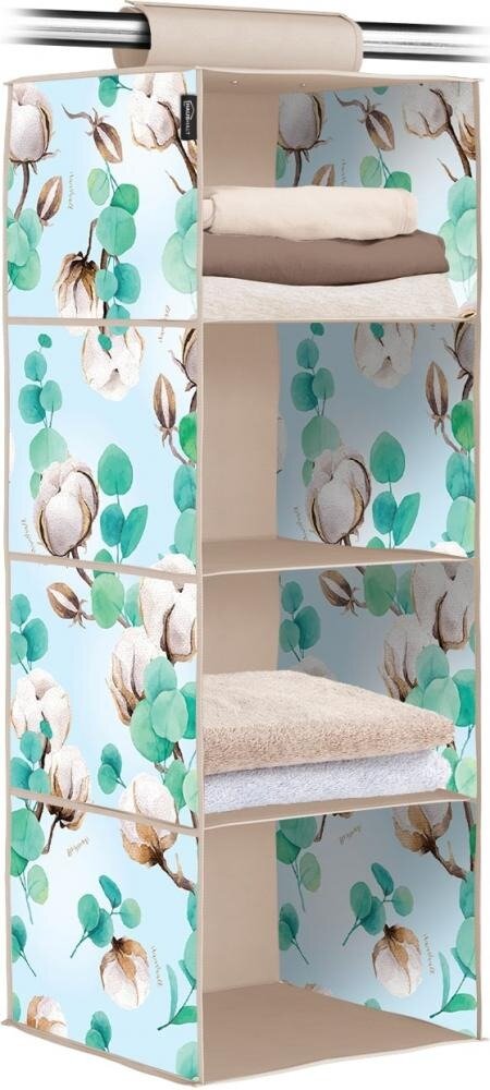 Кофр подвесной для хранения Nika HBS1/CF Haushalt cotton flowers 4 секции 30х30х84 см