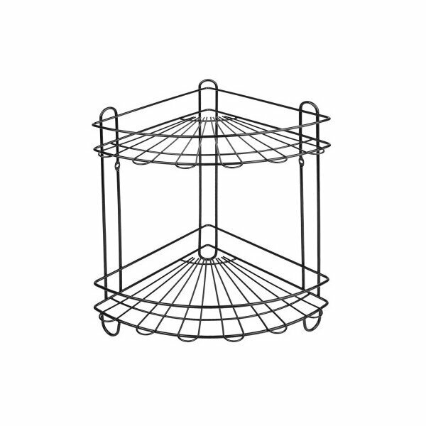 фото Полка для ванной Sakura двойная, угловая, АЕ-435A, 222х222х335 мм, BL, черная