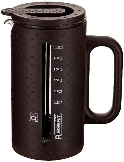 фото Чайник заварочный металлический Regent Inox / Регент Инокс Linea Franco френч-пресс черный с фильтрующим поршнем 1л / заварник / посуда для чая