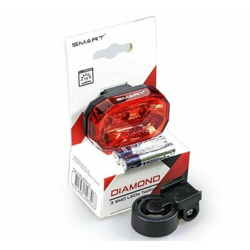 фонарь smart taillight задний 3 диода 3 режима крепеж на подседельный штырь батарейки в комплекте Фонарь SMART DIAMOND, задний, 3 SMD диода 15 lm, 3 режима