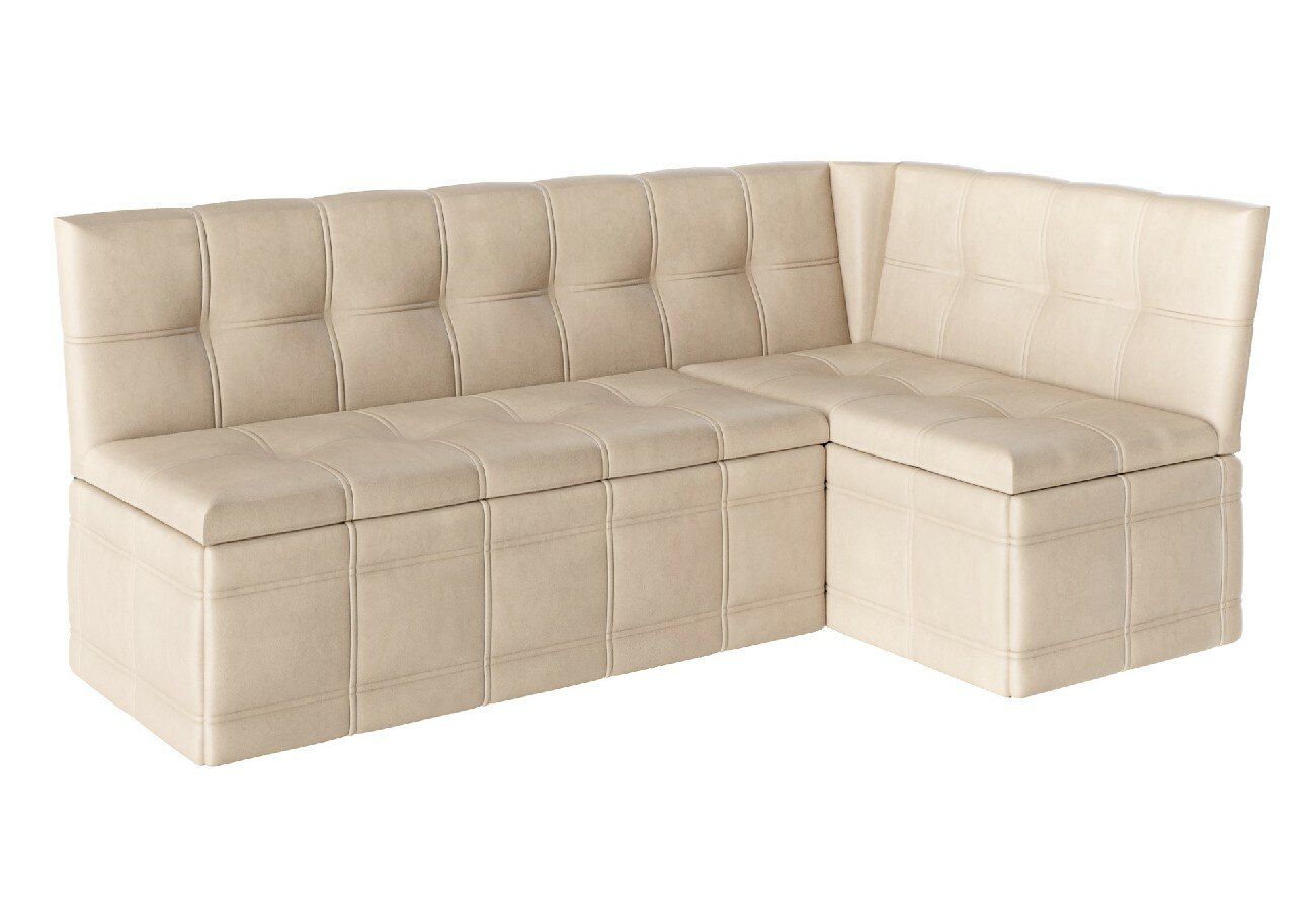 фото Скамья угловая со спальным местом Квадро тип 1 исп. 2, кожзам бежевый