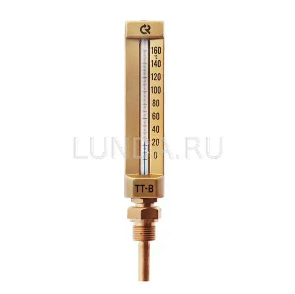 Промышленный стеклянный термометр, прямой 150х100 мм, 0.+160C, G1/2", тип ТТ-В-150/100. П11, Росма 00000002829