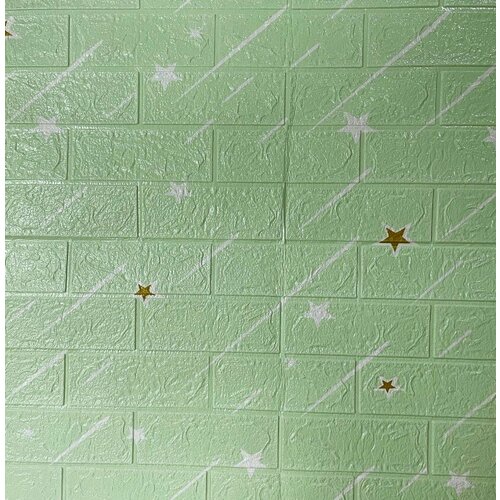 Панель 3D на самоклеящейся основе Кирпич 70х77см, 4 ШТ/УП, GRZWHS07, цвет салатовый