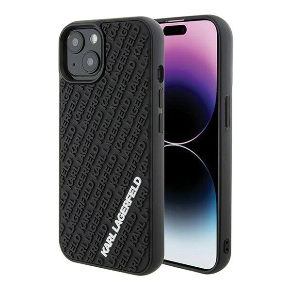 Karl Lagerfeld для iPhone 15 Plus чехол 3D Rubber Multi Logo Hard Black