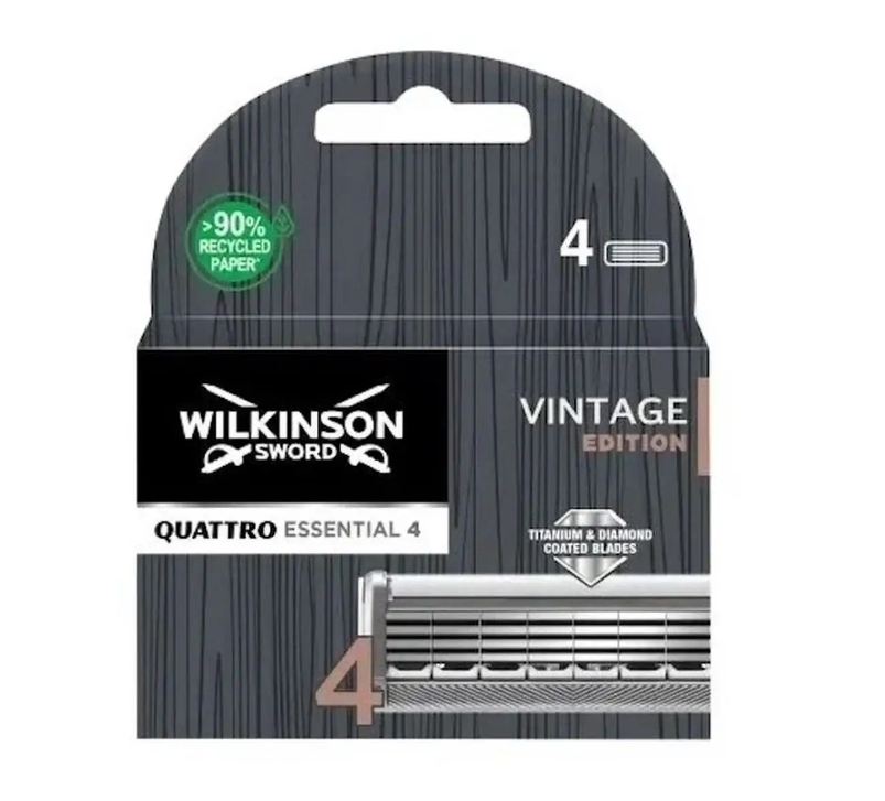 Wilkinson Sword Quattro Titanium Vintage Сменные кассеты, 4 шт