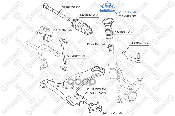 12 98046 sx опора амортизатора переднего! toyota avensis all 03 stellox арт 1298046sx - Stellox арт 8aba04d28804397e5928