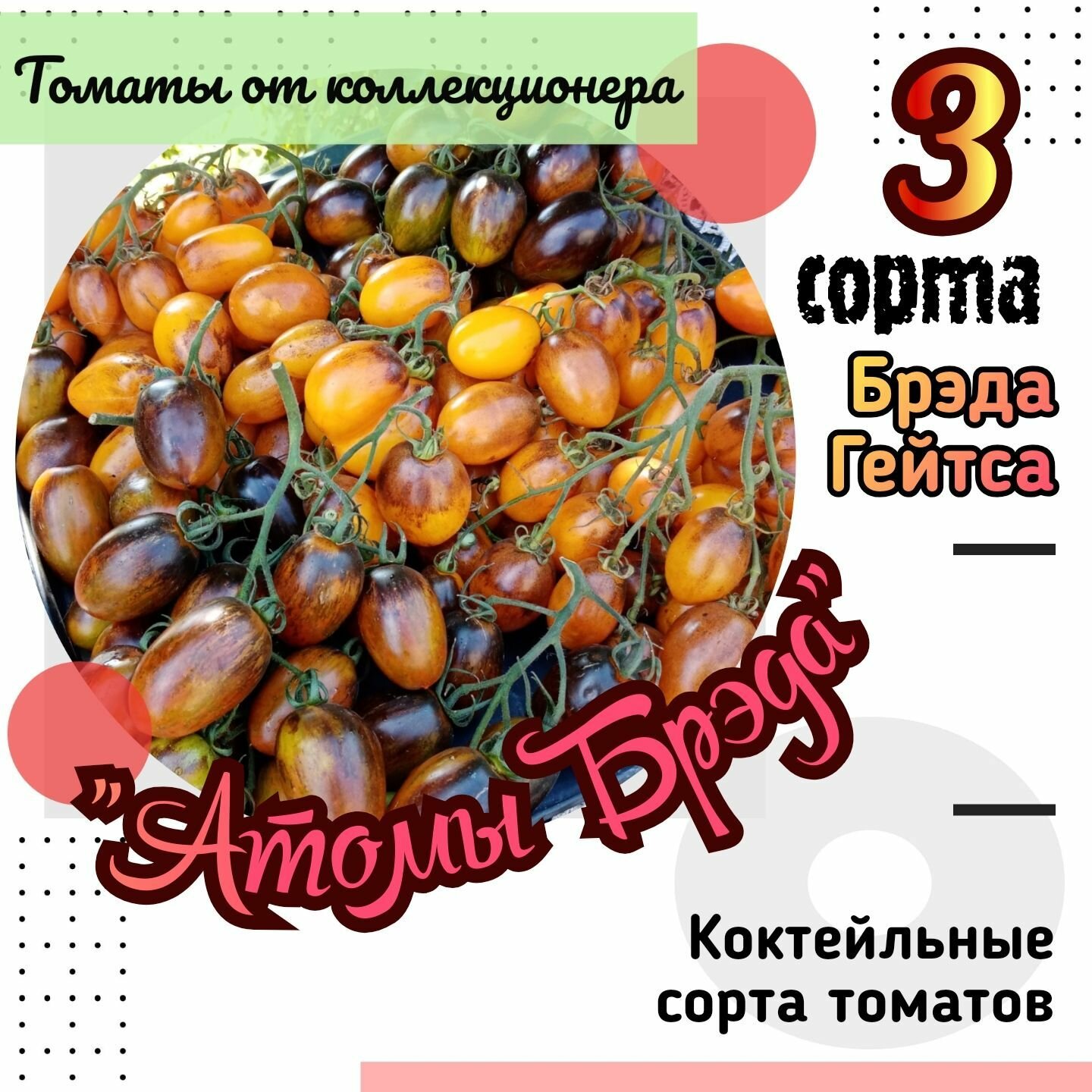 Набор семян "Атомы Брэда", коктейльные томаты, американская селекция Брэда Гейтса