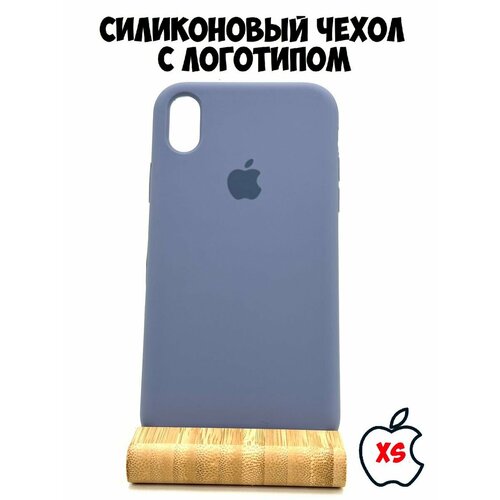 Силиконовый чехол для iPhone Xs/X серо-голубой