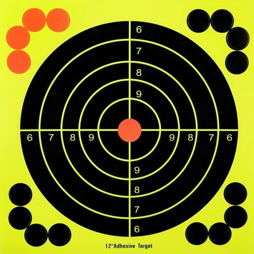 Мишень флуоресцентная Круг проявляющая попадание, самоклеящаяся, 30.5 см
