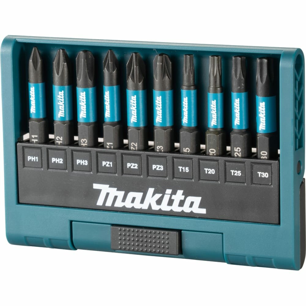 Набор бит MAKITA Impact Black 50 мм 10 шт.(PH1,PH2,PH3,PZ1,PZ2,PZ3,T15,T20,T25,T30) - фотография № 3