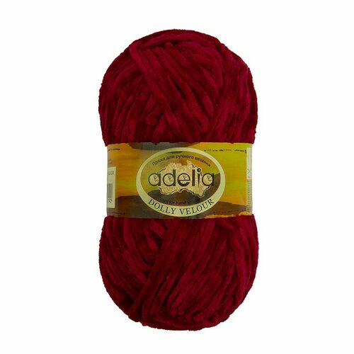Пряжа ADELIA "DOLLY VELOUR" 100% микрополиэстер 5 шт.х100г 93м №21 красный
