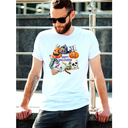 фото Футболка just4you, размер 3xl, оранжевый, зеленый