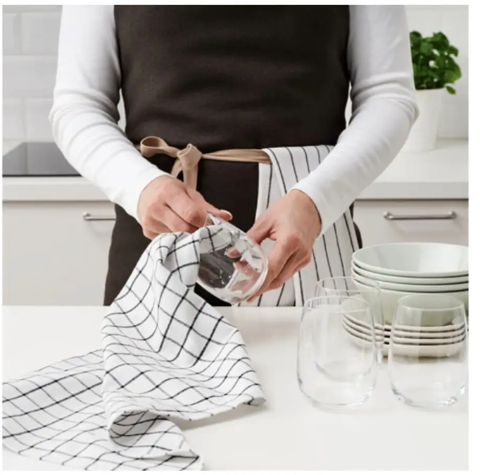 ИKEA RINNIG, Полотенце кухонное, белый/темно-серый/с рисунком, 45x60 см
