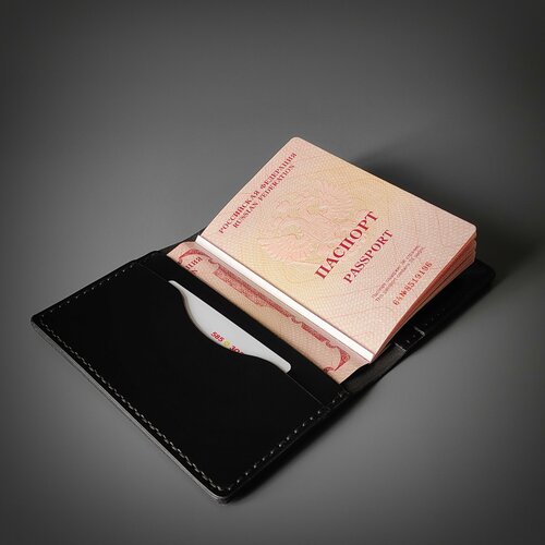 Обложка для паспорта  Vitello lacquered обложка-vitello, черный