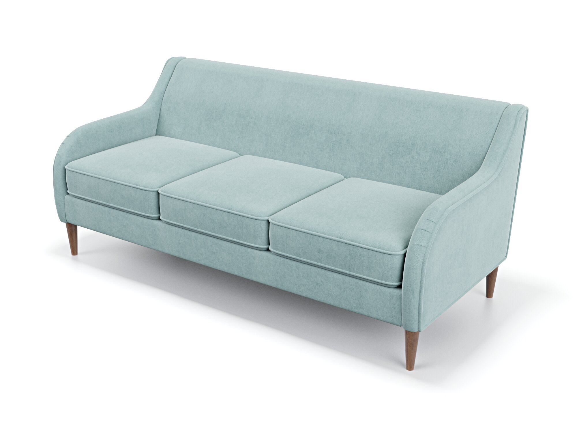 Дизайнерский прямой диван Soft Element Вектор, трехместный, деревянные ножки, велюр, мятный, стиль, в гостиную, офис