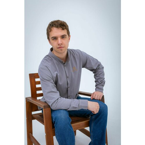 фото Рубашка , размер 48, серый нет бренда