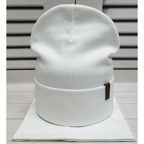 фото Шапка бини , размер 52-58, белый amid vokhash