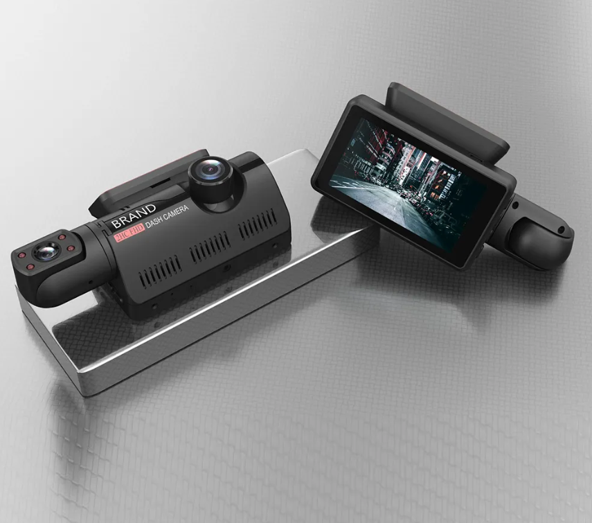 Автомобильный видеорегистратор с двумя камерами / Full HD 1080P / HDR / G-Sensor / IPS дисплей / Основная камера + Камера салона с углом обзора 360°