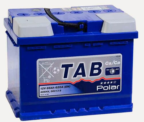 Изображение товара Аккумулятор автомобильный TAB Polar Blue 66 А/ч 620 А прям. пол. Росс. авто (242x175x190) 56013 B