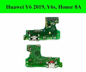 Плата (шлейф) зарядки, нижняя плата для Хуавей Huawei Y6 2019, Y6 Prime 2019, Y6s, Honor 8A с разъемом зарядки, микрофоном