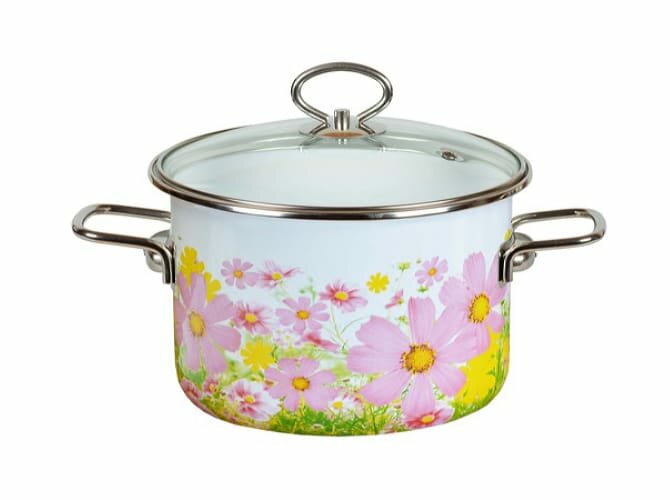 Кастрюля, цилиндрическая, VERANO, 5,5 литра, белоснежная эмаль