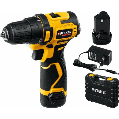 STEHER 12 В 40 Нм 2 АКБ 2 Ач бесщеточная дрель-шуруповерт кейс -2 CDB-120-2 800100₽