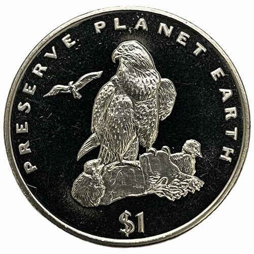 Эритрея 1 доллар 1996 г. (Берегите планету Земля - Средиземноморский сокол) (Proof)