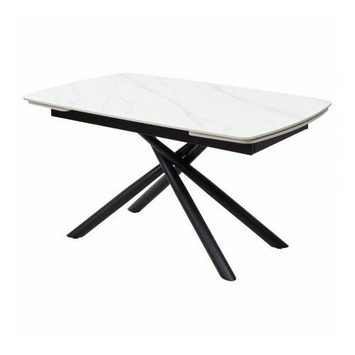 Стол RIVOLI 140 MATT WHITE MARBLE SOLID CERAMIC / BLACK