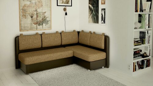 Изображение товара Диван DiHall "Сюрприз", кухонный, угловой, обивка рогожка + экокожа