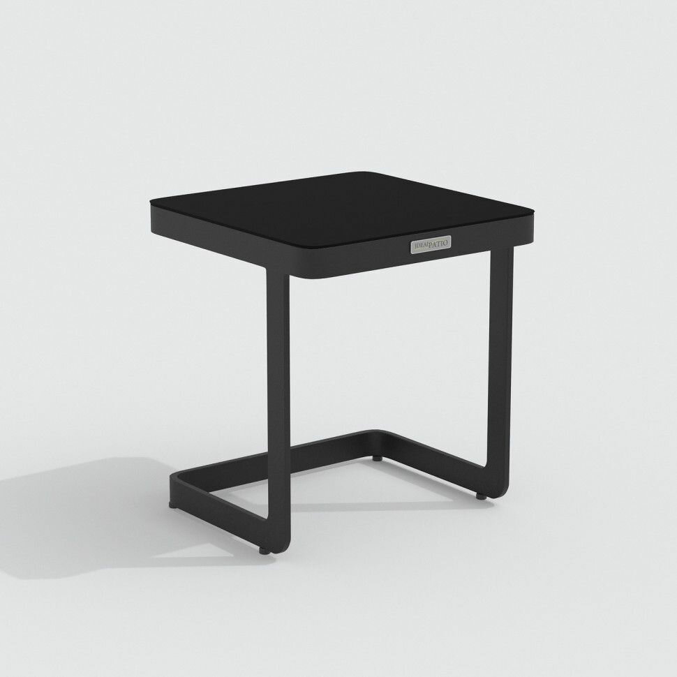 фото Столик Ideal Patio DALANO Карбон (Темно-Серый)/Черное Глянцевое Стекло