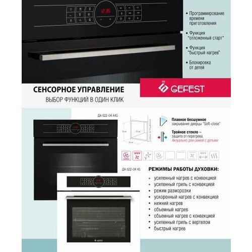 Электрический шкаф Gefest DA 622-04 A4S черный электрический гриль барбекю шашлычница bq gr1003 черный